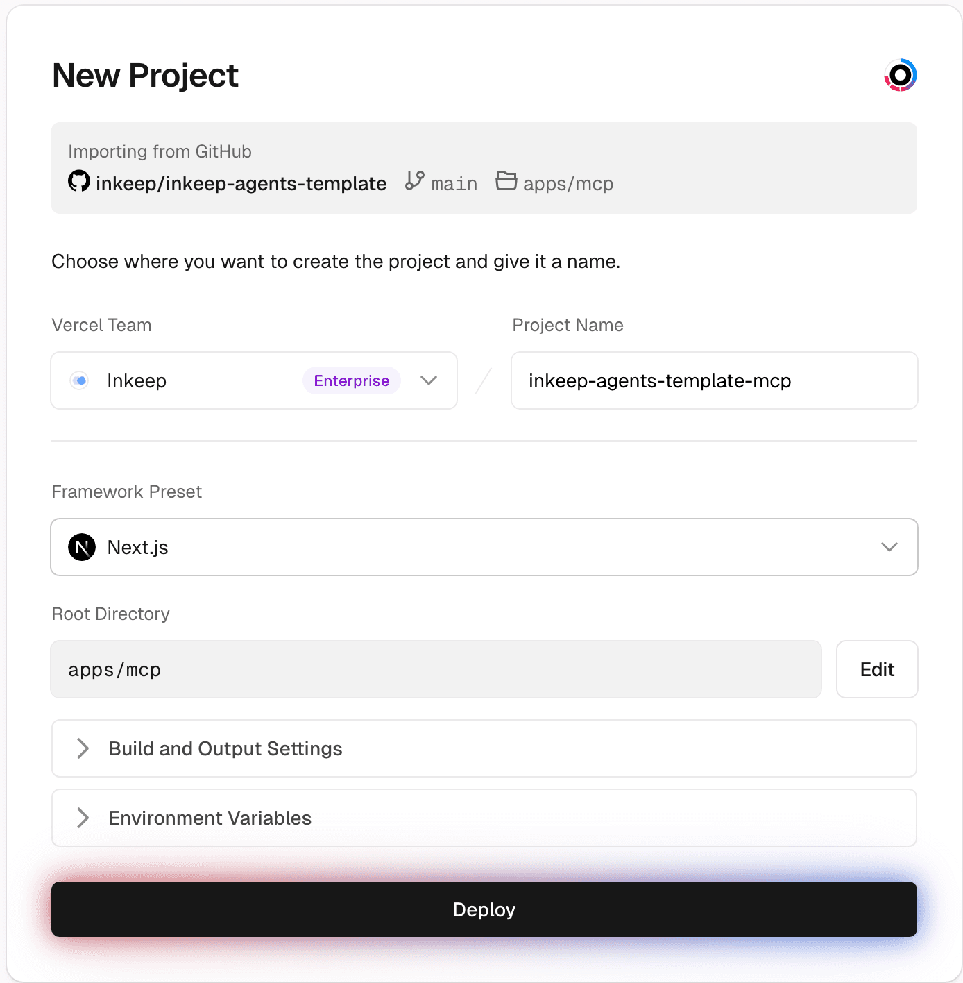 Vercel New Project - MCP Server